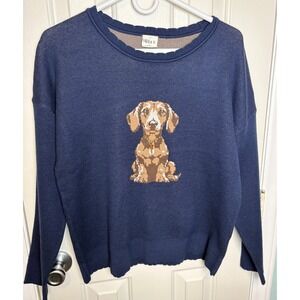 NEW Nikka K NAVY Dachshund Dog Sweater Puppy Gold Collar HIGH QUALITY Large